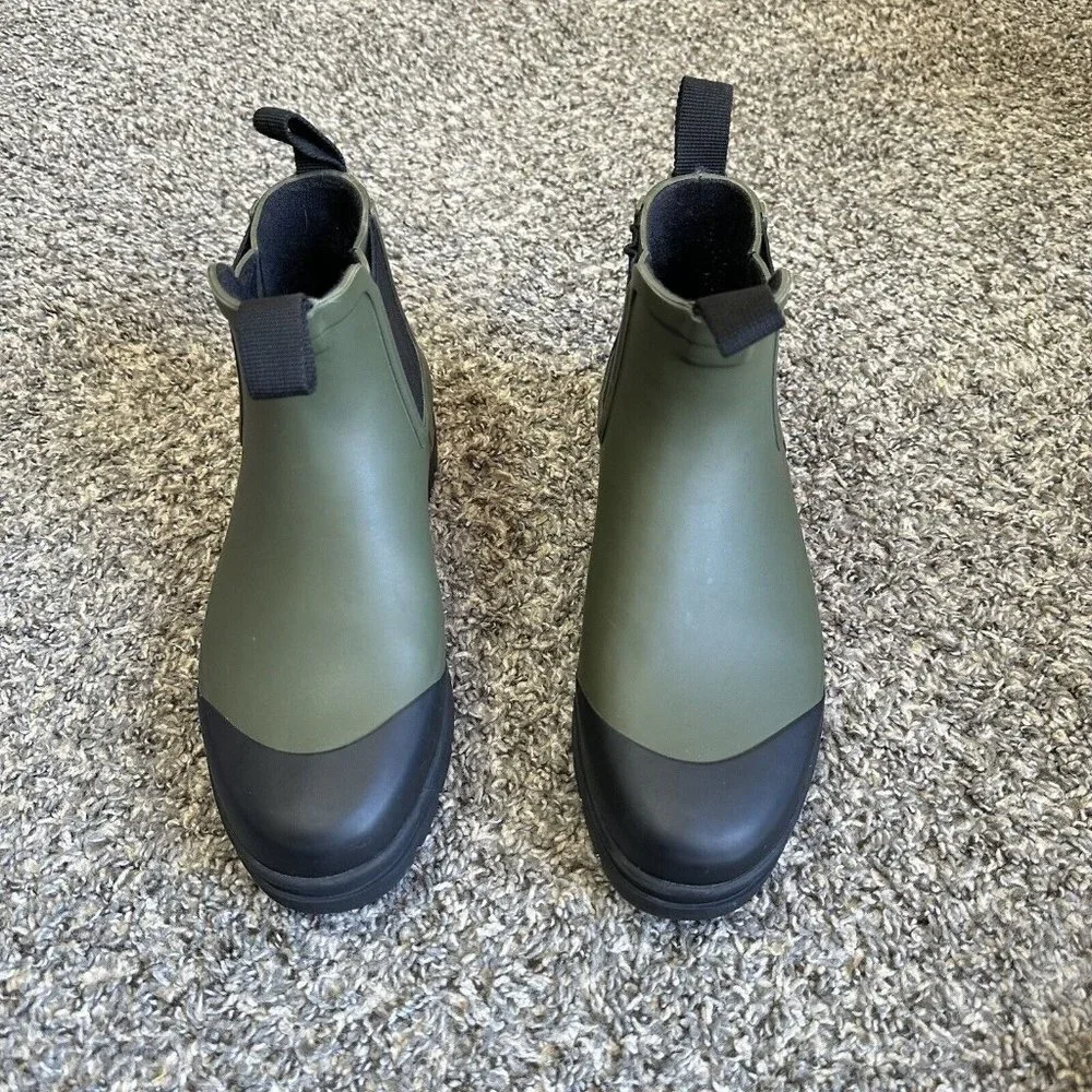 Everlane The Rain Boots Womens Rubber Chelsea Ankle Green Size 6